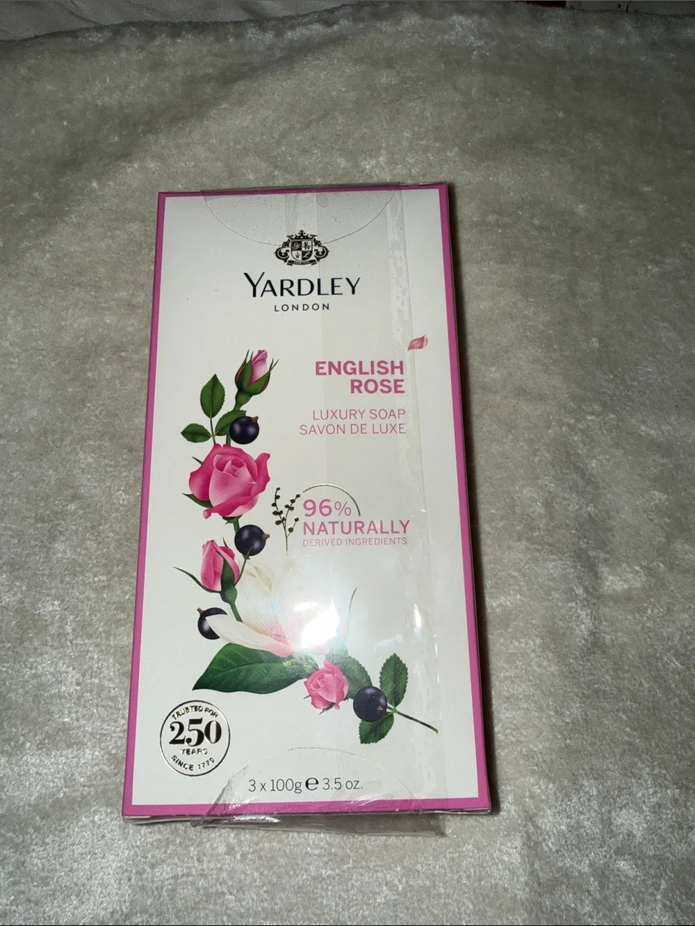 Yardley London English Rose Bath Soap Trio - Pink & White Floral Box